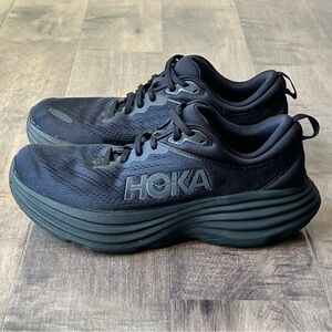 Hoka One One Womens WIDE Bondi 8 Black 1127954 BBLC Running Shoes Size 10